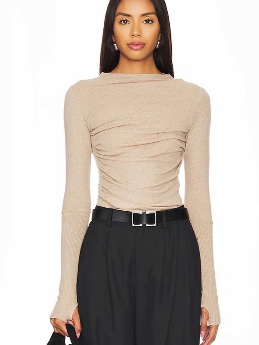 Enza Costa Cashmere Twist Top Long Sleeve in Brown size xs